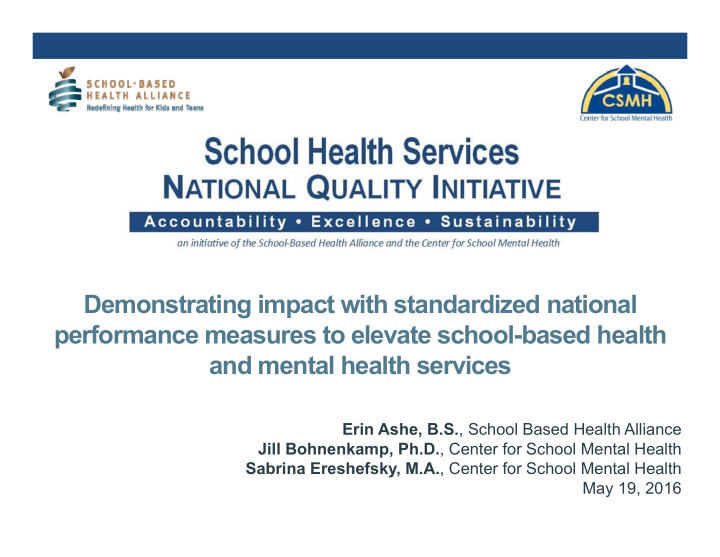 demonstrating impact with standardized national