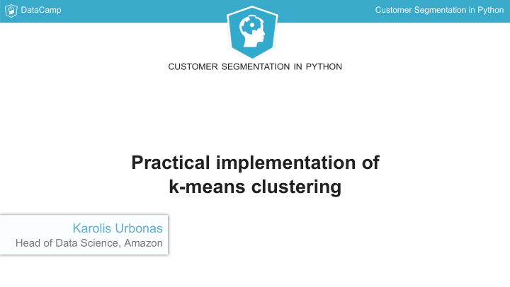 practical implementation of k means clustering