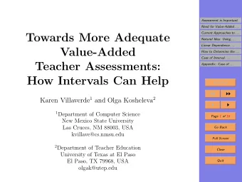 Towards More Adequate  Natural Idea: Using . . .  Linear Dependence . . .  Value-Added  How to