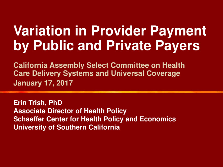 variation in provider payment