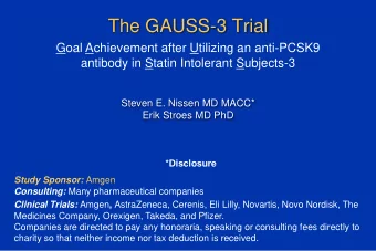 The GAUSS-3 Trial  Goal Achievement after Utilizing an anti-PCSK9 antibody in Statin Intolerant