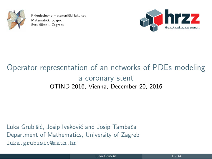 operator representation of an networks of pdes modeling a