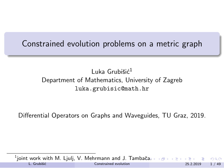 constrained evolution problems on a metric graph