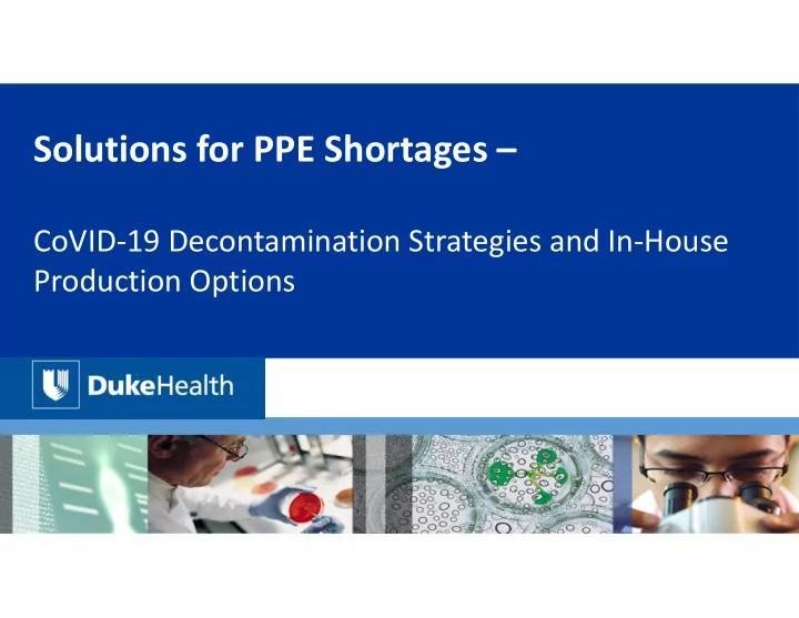 solutions for ppe shortages