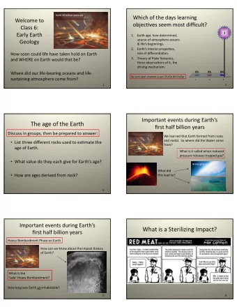 The  age  of  the  Earth    first  half  billion  years    Discuss