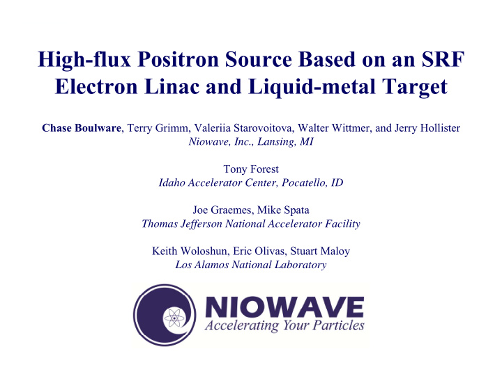 high flux positron source based on an srf electron linac