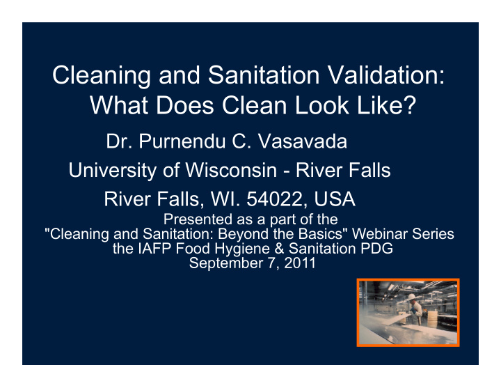 cleaning and sanitation validation what does clean look