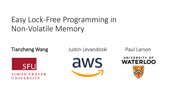 easy lock free programming in non volatile memory