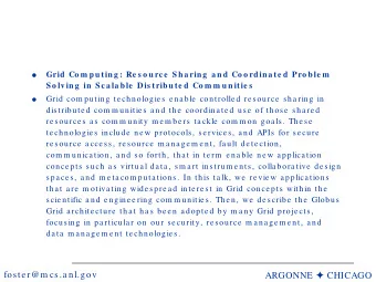 ARGONNE ! CHICAGO  foste r@m cs.a nl.gov  Grid Com puting  Ia n Foste r  Ma the m a tics a nd Com