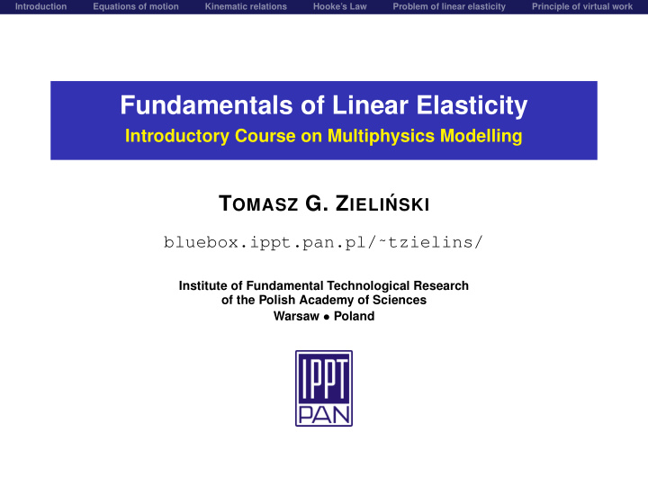 fundamentals of linear elasticity