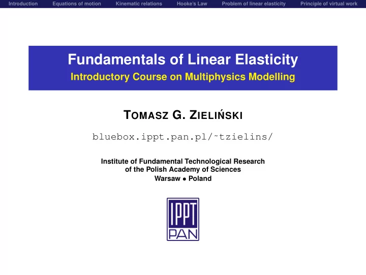 fundamentals of linear elasticity