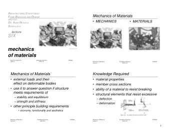 six  mechanics  www.carttalk.com  of materials  Mechanics of Materials 1  Architectural Structures