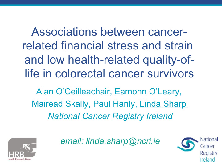 associations between cancer related financial stress and
