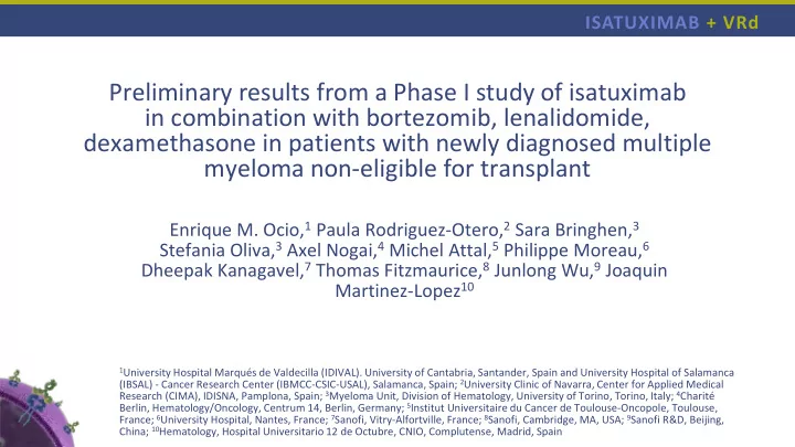 preliminary results from a phase i study of isatuximab in