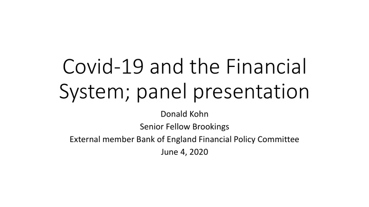 covid 19 and the financial