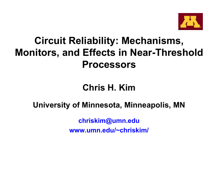 circuit reliability mechanisms monitors and effects in