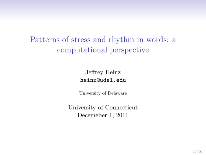 patterns of stress and rhythm in words a computational