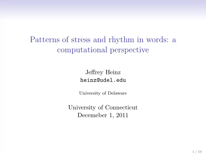 patterns of stress and rhythm in words a computational