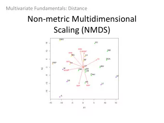 Scaling (NMDS) Objective: Group data points into classes of similar points based on a  series of