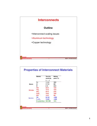 Interconnects  Outline  Interconnect scaling issues  Aluminum technology  Copper