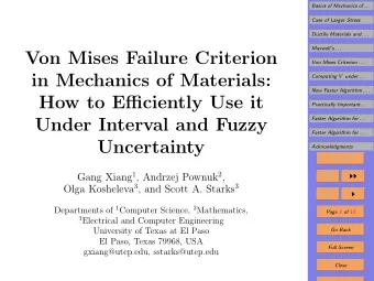 Von Mises Failure Criterion  Von Mises Criterion . . .  in Mechanics of Materials: Computing V