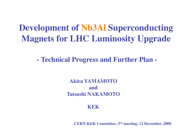 development of nb3al superconducting magnets for lhc