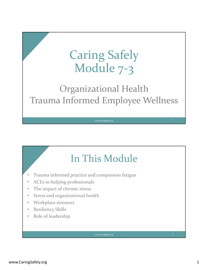 caring safely module 723