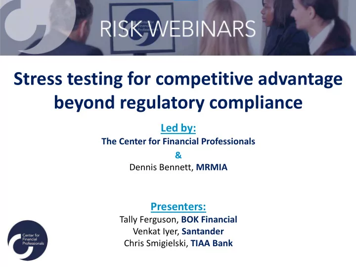 stress testing for competitive advantage beyond