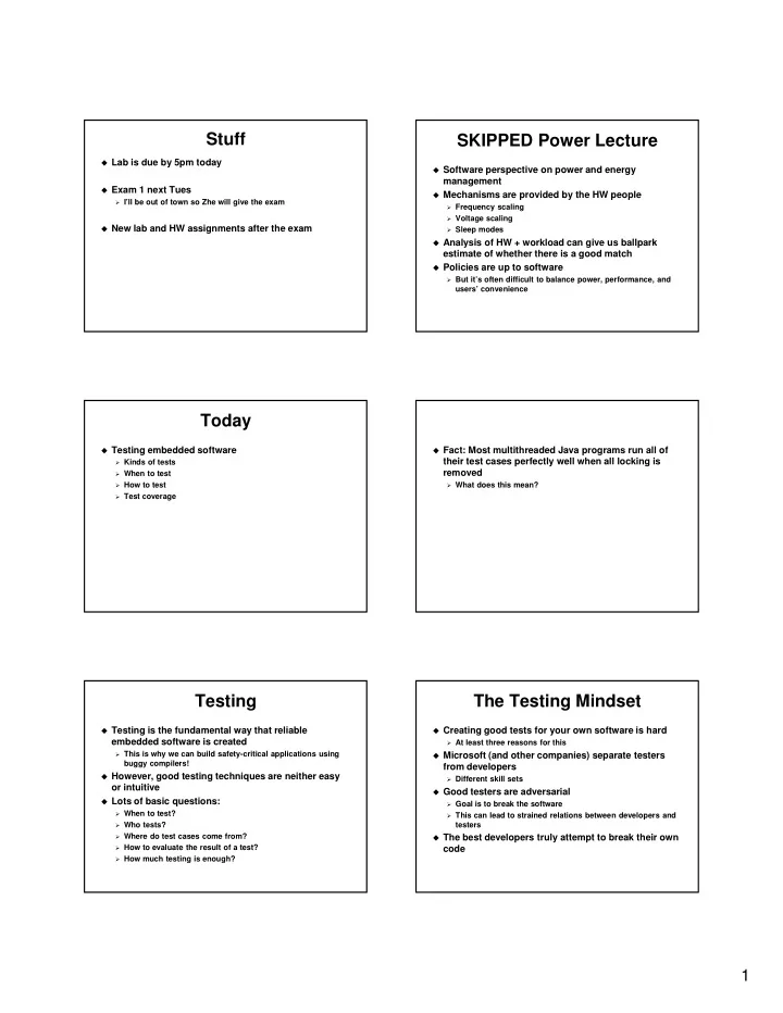 stuff skipped power lecture