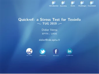 Quickref: a Stress Test for Texinfo  Didier Verna  EPITA / LRDE  didier@lrde.epita.fr  lrde/~didier
