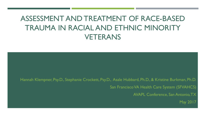 trauma in racial and ethnic minority