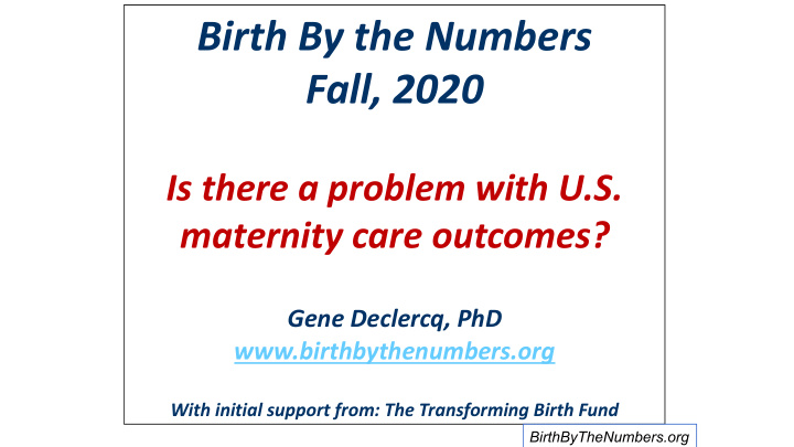 birth by the numbers fall 2020