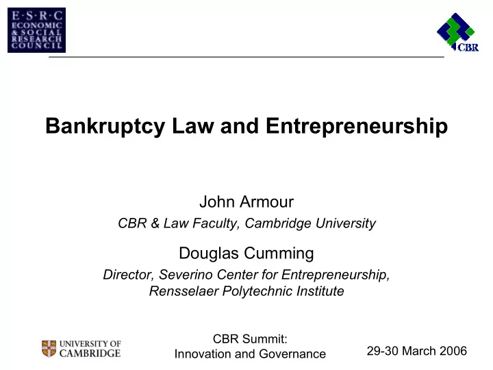 bankruptcy law and entrepreneurship