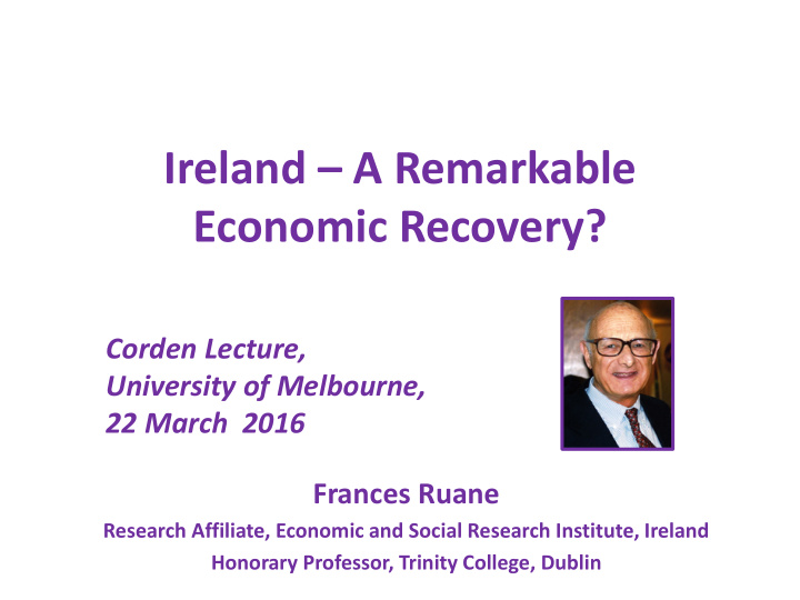 ireland a remarkable economic recovery