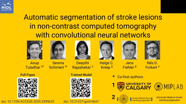automatic segmentation of stroke lesions in non contrast