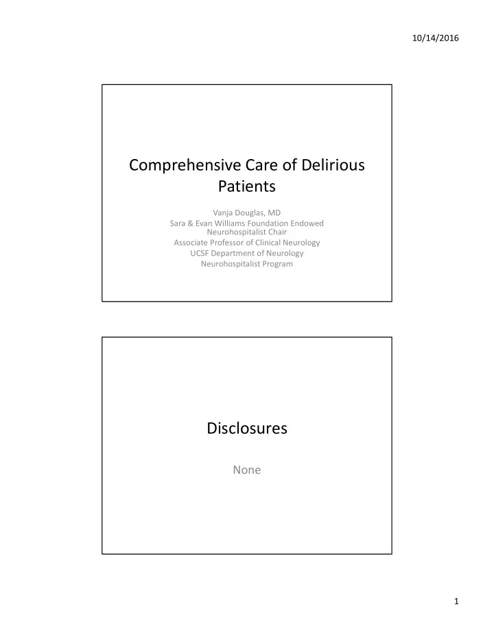 comprehensive care of delirious patients