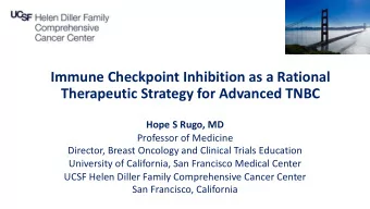 Immune Checkpoint Inhibition as a Rational  Therapeutic Strategy for Advanced TNBC  Hope S Rugo, MD