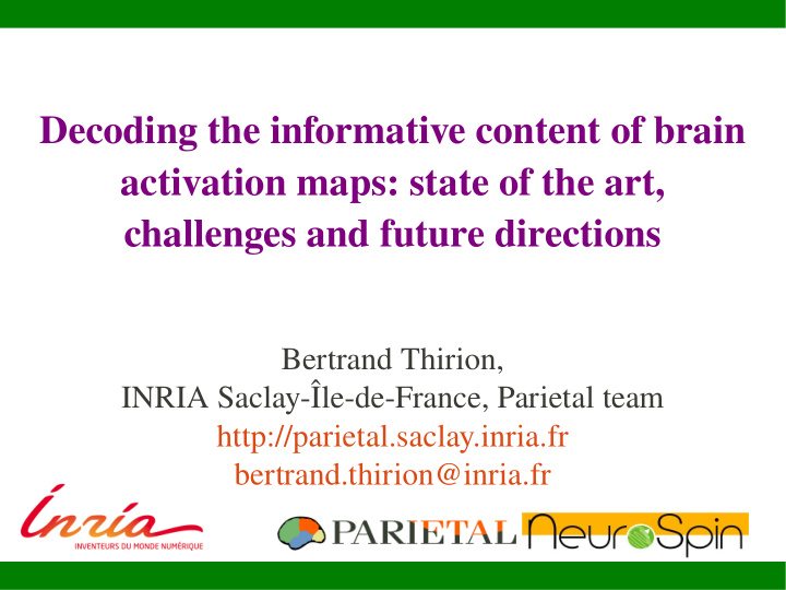 decoding the informative content of brain activation maps