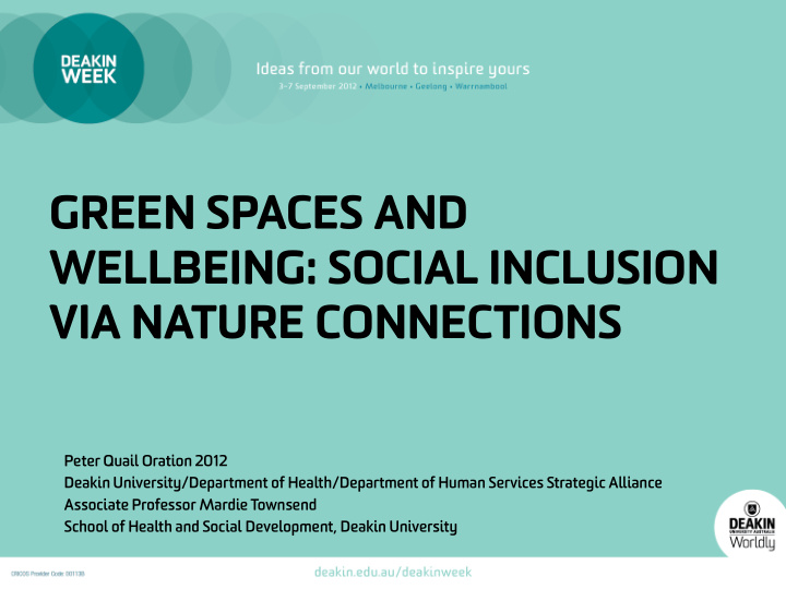 green spaces and wellbeing social inclusion via nature