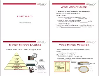 Virtual Memory Concept  A mechanism for hiding the details of how much physical  memory exists