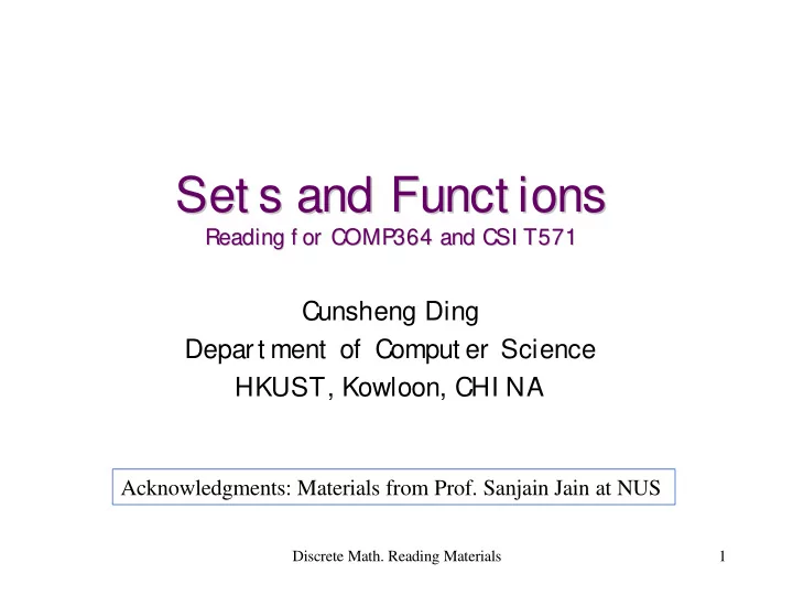 set s and funct ions set s and funct ions