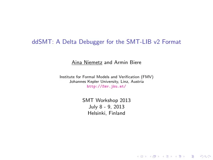 ddsmt a delta debugger for the smt lib v2 format