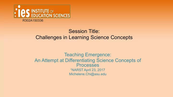 session title challenges in learning science concepts