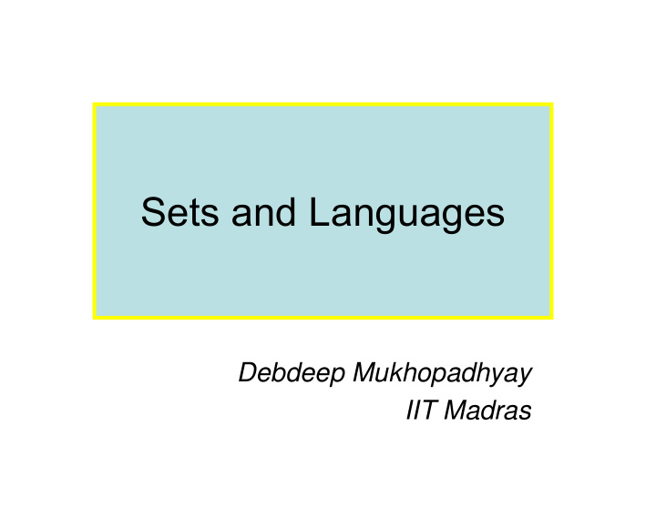 sets and languages