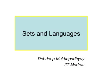 Sets and Languages  Debdeep Mukhopadhyay  IIT Madras  Introduction to Set Theory  A set is a new