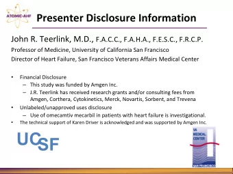 UC  SF  A Phase 2 Study of  Intravenous Omecamtiv Mecarbil,  A Novel Cardiac Myosin Activator,  In