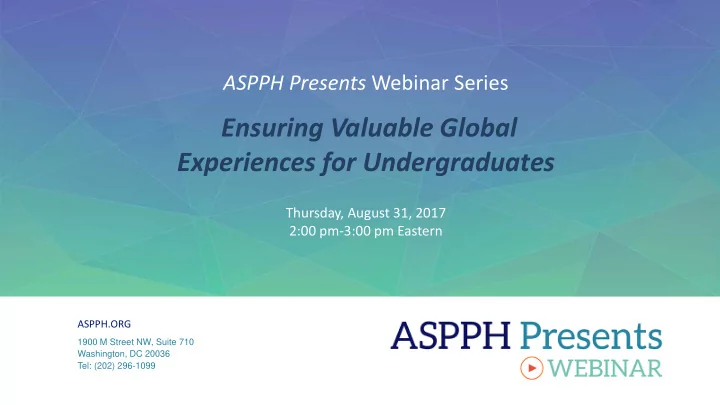 ensuring valuable global experiences for undergraduates