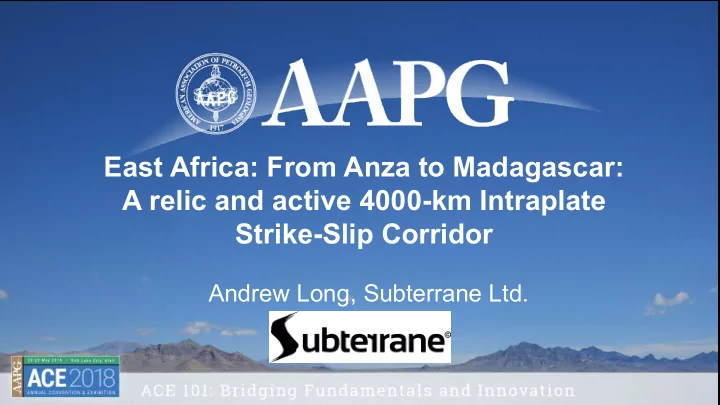 east africa f rom anza to madagascar a relic and active
