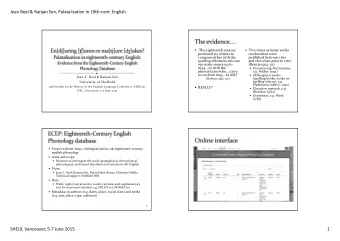 Joan Beal &amp; Ranjan Sen, Palatalisation in 18th-cent. English  The eighteenth century