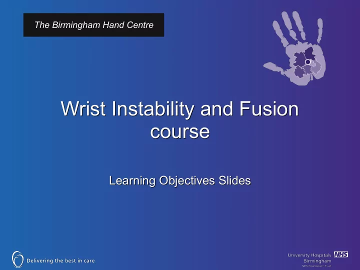 wrist instability and fusion course